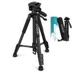   Andoer TTT-663N tripod, fotóállvány - 146 cm, mérőműszerekhez és fényképezőgéphez, dönthető, forgatható 