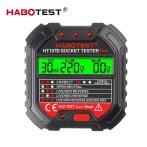   Habotest HT107D (RCD-RCD) - dugalj teszter bekötések ellenőrzéséhez: LCD panel, feszültségkijelzés, RCD teszt és RCD értékkijelzés