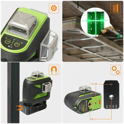 Cross line laser level 3d professional green beam cross line cheap laser with self leveling mode huepar 603cg