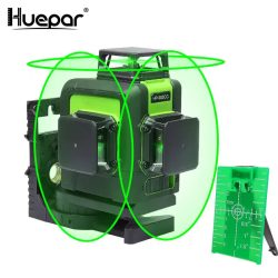 Huepar 903CG - 12 lines, 3D (3x360°) Green Laser Level, Li-ion Battery, Osram laser