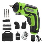   Huepar CS04 - cordless screwdriver: 4 V, 1.5 Ah, 6 Nm 4 replacement attachment, 9+1 Torque Setting, 26 Bits Set