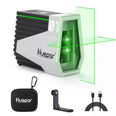 Huepar rotary laser level green Cross Line Laser Self Leveling Laser +  Receiver