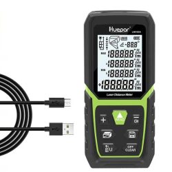 Huepar LM100A távolságmérő - 100 m, kalibrálható, sok funkció (szögmérő, festő mód stb),  akkumulátor