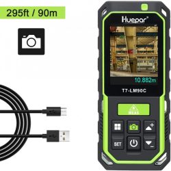 Huepar LM90C Laser Distance Meter - 90m,  with Camera 2X/4X Zoom, 3D Measurement. 17 Measurement Modes, Bluetooth 