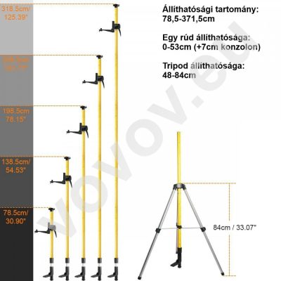 Telescoping Pole, Telescoping Support Pole with Extendable Mounting Pole  for Lasers Level of Rotary and Line Lasers