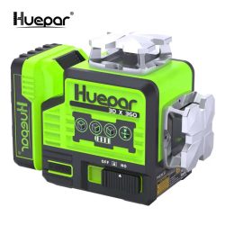 Huepar P03CG - 12 lines, 3D (3x360°)  Green Beam Laser Level with Bluetooth, DeWALT compatible battery