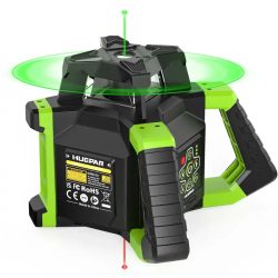Huepar RL300HVG  - electronic self-leveling green rotary laser level + plumb points with receiver