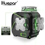  Huepar S03CG - 12 vonalas, 3D (3x360°) zöld lézer szintező Bluetooth-tal, LCD kijelzővel