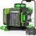 Huepar W03CG - 12 vonalas, 3D (3x360°) zöld lézeres szintező: forgatómotor, DeWALT-kompatibilis akku, bluetooth, LCD-kijelző