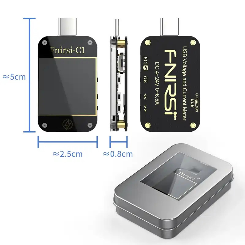 FNIRSI C1 - USB teszter: bluetooth, feszültség-, áram-, teljesítmény-, gyorstöltésteszt, applikációk stb.